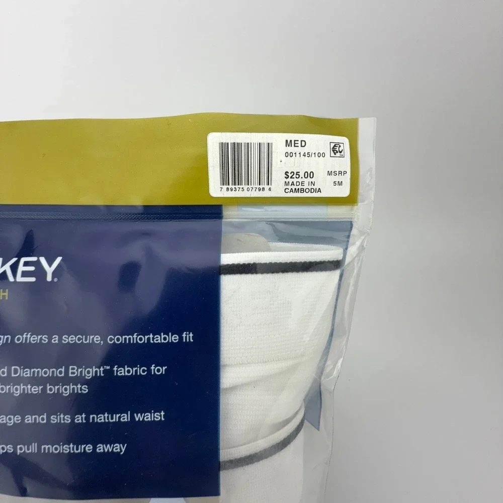 Jockey Pouch 3 Briefs Mens‎ Medium White Cotton Stretch H-Fly Classic Fit 1145